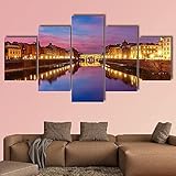 5 Malerei Leinwand Kunst Gemälde, Panorama-Blick auf den Arno Fluss, moderne Druck-home Dekoration Rahmen gestreckt Kunstwerk bereit zu hängen (60'W x32'H)