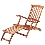 Sonnenliege Queen Mary Akazien Holz Verstellbar Fußsegment klappbar Sonnenstuhl Deckchair Garten Liegestuhl Lieg