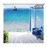 Rollo Rollos für Fenster Blick Auf Das Blaue Meer Rollos für Fensterverdunkelung, Home Indoor Schlafzimmer Küchentüren Jalousien, 60cm / 80cm / 100cm / 120cm / 140cm B