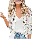 Kolylong®Damen Elegant Langarm Blazer Mode Druck Kurzmantel Anzugjacke mit Revers Kurzjacke Slim Fit Business Büro Langarm Sakkos Vintage Freizeit Strickjacke Neue Frühlings Cardig
