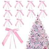 LOOPES 80Stk Weihnachten Schleifen Weihnachtsbaum Dekoschleife Rosa Christmas Bogen Xmas Weihnachtsbaumschmuck für Weihnachtendeko Christbaumschmuck