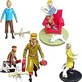 15cm Les Aventures de Tim und Struppi Tim und Struppi Anime Action Figure Die Abenteuer von Tim und Struppi PVC-Sammlung Modell Puppen Spielzeug Geschenke (Farbe: blau mit Box) Windjacke mit Box