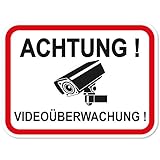5 Stück Aufkleber Achtung Videoüberwachung, 120 x 90 mm mit abgerundete Ecken, Premium Outdoorqualität für Fenster und Türen, Warnhinweis Aussenb