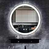 YZJJ Runder Badezimmerspiegel LED-Hintergrundbeleuchtung Bad Spiegel Anti-Fog Kreis Schminkspiegel mit Beleuchtung für die Wand, Dimmbarer LED Kosmetikspiegel, Helligkeitsspeicher, IP44 W