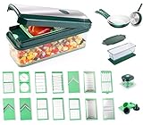 Genius Nicer Dicer Exclusive Gemüseschneider – 35-tlg | Würfelschneider + Tomatenschneider in einem Set mit 8 Einsätzen + Reibe & Hobel | inkl. Glasschüssel-Set +
