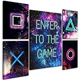decomonkey Bilder Play Game 110x80 cm 5 Teilig Leinwandbilder Bild auf Leinwand Vlies Wandbild Kunstdruck Wanddeko Wand Wohnzimmer Wanddekoration Deko Abstrak
