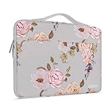 MOSISO Laptop 360 Hülle Kompatibel mit 13-13,3 Zoll MacBook Pro, MacBook Air, Notebook, Polyester Pfingstrose Aktentasche mit Trolley Gürtel,G