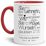 Tassendruck Lehrer-Tasse mit Spruch Eine Lehrerin, die wir nie vergessen - Klasse/Personalisiert/Individuell/Anpassbar/Schule/Geschenk-Idee/Danke/Abschied/Innen & Henkel R