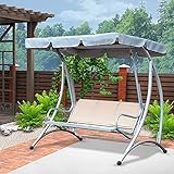 Welltobuy Ersatzdach für Hollywoodschaukel Wasserdicht Ersatz BezugSchaukelüberdachung, Schaukelüberdachung, Terrassenhängemattenabdeckung, Ersatzdach Gartenschaukel, Outdoor, UV-Schutz(ohne Stühle)