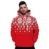 Herren Mode Hoodies & Sweatshirts - Kordelzug Kapuzenpullover Langarm Pullover Sweater, Weihnachtsgeschenke für Männer, umweltfreundliche Tops Trainingsanzüge mit Fronttasche, A133_Rot, XXL