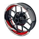 OneWheel Felgenaufkleber für Motorrad Racing Design 3 passend für 17' Felgen/Vorder- und Hinterrad beidseitig | Zweiteiliger Aufkleber | Premium Felgenrandaufkleber komplettes Set (rot)