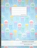 Kariertes Notizbuch • A4-Format, 100+ Seiten, Soft Cover, Register, Mit Rand, „Quallen Trend“ • Original #GoodMemos Quad Ruled Notebook • Perfekt als Matheheft, Skizzenbuch, Notizheft, Tageb