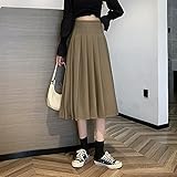 A-Linie Rock, A-Linien Faltenrock, drapiert hohe Taille schwarz jk-Coffee Color_S,Taille Skirt Partyrock