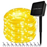 CHINS Solar Lichterkette Aussen, Led Lichterschlauch Außen, 10M 100er LED, IP65 Lichter für Innen Außen Party Hochzeit Weihnachten Deko, Warmweiß