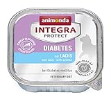 animonda Integra Protect Diabetes Katze, Diät Katzenfutter, Nassfutter bei Diabetes mellitus, mit Lachs, 16 x 100 g