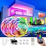 Fortand LED Strip 10m, LED Streifen Wasserdicht Bluetooth LED Band RGB 300 Leds, Farbwechsel LED Lichterkette Streifen Lichtband mit Fernbedienung Sync mit Musik Selbstklebend LED Band für Haus, Party