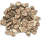 Streudeko-Herzen, mit Gravur 'Happy' und 'Birthday', Holz, 15 mm, holz, beige, 15