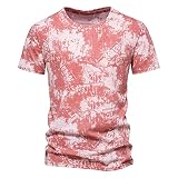 SSBZYES Herren T-Shirt Kurzarm Herren Sommer Rundhals Kurzarm T-Shirt Rundhals Hawaiian Casual Flower T-Shirt Herren T-Shirt Top aus 100% Baumw