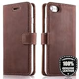 SURAZO Premium Vintage Ledertasche Schutzhülle Wallet Case aus Echtesleder Nubukleder mit Kreditkarten/Notizen Fachern Farbe Nussbraun Vintage Kollektion für Sony Xperia XA (5,00 Zoll)