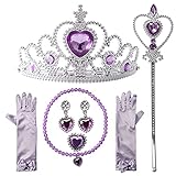 Nuts OT nuts Prinzessin Kostüme Zubehör, ELSA Eisprinzessin Set of 6 Mädchen Dress up Zubehör,1 x Paar ELSA Handschuhe, 1 x ELSA Krone, 1 x Zauberstab, 1 x Halskette, 1 x Ring, 2 x Ohrring,L