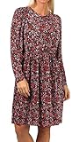 ONLY Damen Plissee Kleid ONLLena Puff Dress mit Blumen-Muster 15224899 Black/Shore Flowers red M