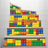 Treppenaufkleber Selbstklebend Dekotreppe Wandaufkleber 1 Set / 6 Stücke Kreative 3D Selbstklebende Stallen Zeichen Pvc Wohnzimmer Schritte Renovierungsaufkleber Home Poster Wasserdichte Wand-Lego_M
