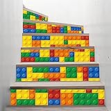 Treppenaufkleber Selbstklebend Dekotreppe Wandaufkleber 1 Set / 6 Stücke Kreative 3D Selbstklebende Stallen Zeichen Pvc Wohnzimmer Schritte Renovierungsaufkleber Home Poster Wasserdichte Wand-Lego_M