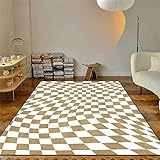 YYRAIN Abstraktes Verdrehtes Schachbrett Schachbrett Gestreifter Teppich Nach Hause Wohnzimmer Schlafzimmer Weiche Matte Garderobe Schminktisch Und Stuhlteppich 60x180