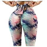 GEU Damen Bootcut Yogahose Hohe Taille Leggings Lang Sporthose Bunt Drucken Jogginghose mit Sich beugen Blickdicht Mittlere Taille Laufhose Workout Sporthose Strump