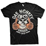 Gas Monkey Garage Offizielles Lizenzprodukt Skull Herren T-Shirt (Schwarz), Larg