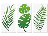 Tropische Blattschablonen, Farnblatt Monstera Palmblätter Wandschablone 3 Stück für Möbel Leinwand Wohnkultur Handwerk Botanische Blätter Wiederverwendbare Mylar-Schablonen 15x30