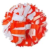 Danzcue Cheerleading-Pom-Pompons aus Kunststoff, 15,2 cm, mit Taktstockgriff, Orange / Weiß, Einheitsgröß