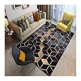 Siunwdiy Retro Teppich Kristall SamtLeicht Zu Reinigen Weich rutschfest Schwarzgoldenes,Designer Geometrisch Muster Wohnzimmer Kurzflor Outdoor Schlafzimmer Teppich,100X200cm(39X79inch)
