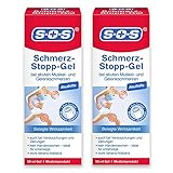 SOS Schmerz-Stopp-Gel, Schmerzgel zur schnellen Linderung von Muskelschmerzen, Gelenkschmerzen und posttraumatischen Schmerzen, mit Massage-Applikator und Kalt-Warm-Wirkung, 2 x 50 ml G