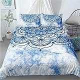 Bettwäsche 3D-Digitaldruck Blaue Blumenart Bettwäsche Aus Mikrofaser,Mit Reißverschluss,Bettwäsche Set 3-Teiliges - 1 Bettbezug-220x240cm + 2 Kissenbezug 80x80