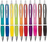 Libetui 10 ergonomische Kugelschreiber rutschfeste Griffzone Großraumine Gehäuse 10 Farben Druckkugelschreiber Mehrfarbig blauschreib