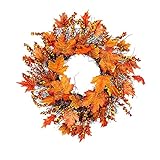 45cm Herbst Kranz Weihnachten Thanksgiving Girlande Fenster Restaurant Home Ahornblatt Dekoration Ornamente Urlaub Anhänger (Color : Yellow)