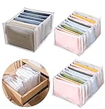 Utapossin 3 Stück Aufbewahrungsboxen, Faltbare Kleiderschrank Organizer, Jeans Compartment Storage Box, Unterwäsche-Organizer, für Jeans, T-Shirt, Leggings, Hemd(Weiß, 6 Gitter + 9 Gitter + 9 Gitter)
