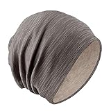 Mützen Herren Damen Dünn Slouch Beanie Kopfbedeckung für Sport, Chemotherapie, Haarausfall, Schlaf (Khaki)