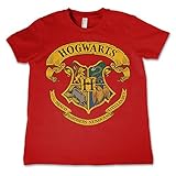 Harry Potter Offizielles Lizenzprodukt Hogwarts Crest Unisex Kinder T-Shirt - Rot 11/12 J