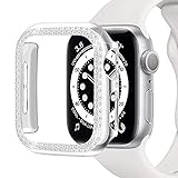 Miimall Kompatibel mit Apple Watch 42mm Hülle Series 3/2/1, Strass Glitzer Harter PC Schutzhülle Stoßfest Kratzfest Bling Diamant Bumper Case für Apple Watch Serie 3/2/1 - Silb