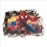 Kibi 3D-effekt Aufkleber Spiderman im Wanddurchbruch Loch Marvel's Spider-Man Ultimate Wandtattoo Kinderzimmer Spiderman Wandsticker Spiderman Wandaufkleber Sp