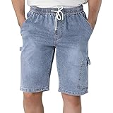 Lars Amadeus Herren Denim Shorts Regular Fit Kordelzug Elastische Taille Jeans Hose Gr. 6, b