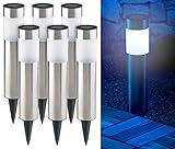 Lunartec Solargartenleuchten: 6er-Set Elegante Edelstahl-Solar-LED-Wegeleuchten, mit Lichtsensor (Gartenlampe Solar)