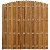 Wakects Kiefernholz Bohlenzaun,Gartenzaun Bogendesign Lamellenzaun Terrassenzaun braun imprägnierten 170 x (156-170) cm W