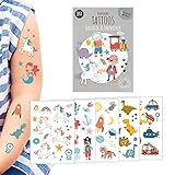 Kindertattoos Motiv Mix Fantasie & Entdecker, 5 Bögen Tattoos für Kinder, Kindertattoo, Aufkleber für Kinder, Mal Mich B