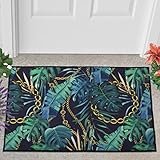 Veryday Tropisch Palmen Blätter Fußmatte Türmatte Eingangsmatte Fußabtreter Fußabstreifer Türvorleger Schmutzmatte Sauberlaufmatte Haustürmatte für Wohnzimmer White 50x80