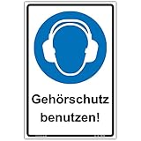 Aufkleber'Gehörschutz tragen' ASR 1.3, PVC Vinylaufkleber 300x200 mm H