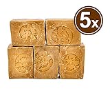 Carenesse Aleppo Seifen Paket Top-Quality 5 Stück 60% Olivenöl 40% Lorbeeröl original Olivenölseife Haarseife vegan handgemacht Naturseife Seife ca. 900-950 Gramm je Pak