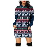 Alueeu Weihnachtskleid-Damen-Vintage-Langarm Sexy Lustig Party Kleider: Weihnachts Kostüm Cartoon Drucken Oberteil Langarmshirt LäSsig Sweatshirt FrüHling Herbst Winter Shirts Festliche Geschenk